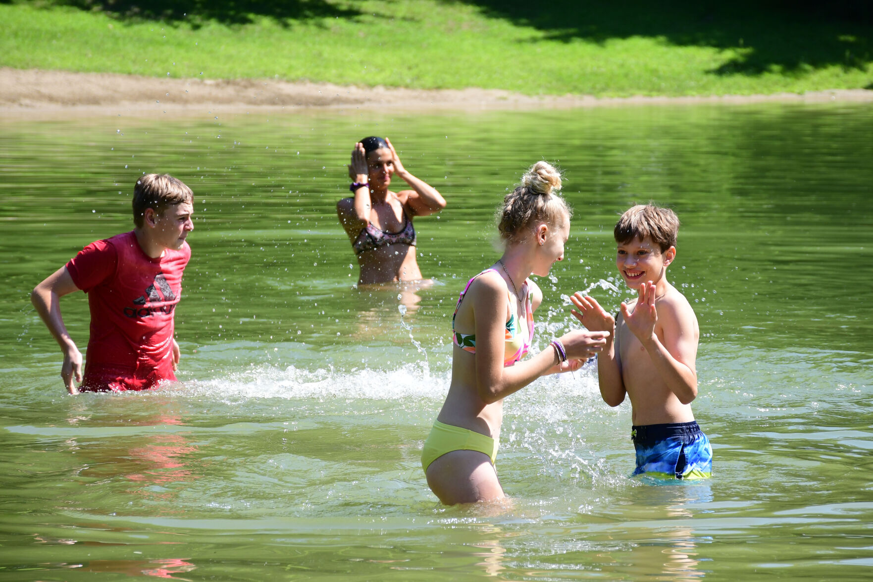 People play in the water